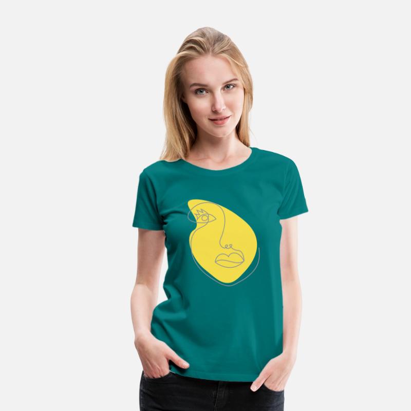 Surreal girls face drawing in outline style