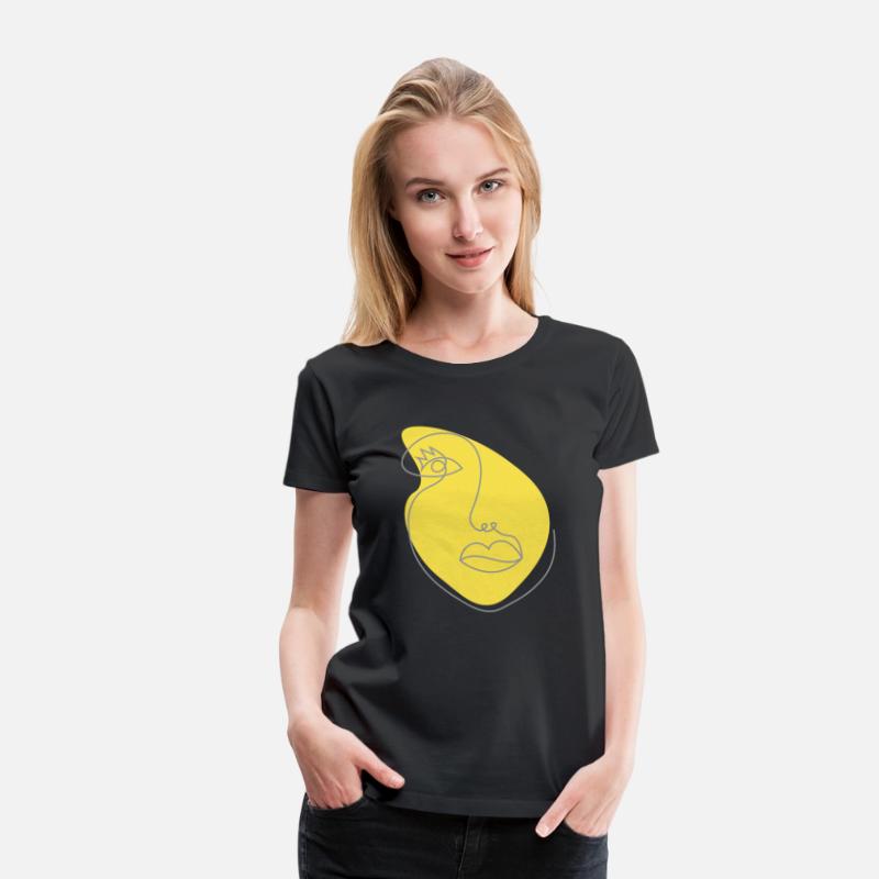 Surreal girls face drawing in outline style