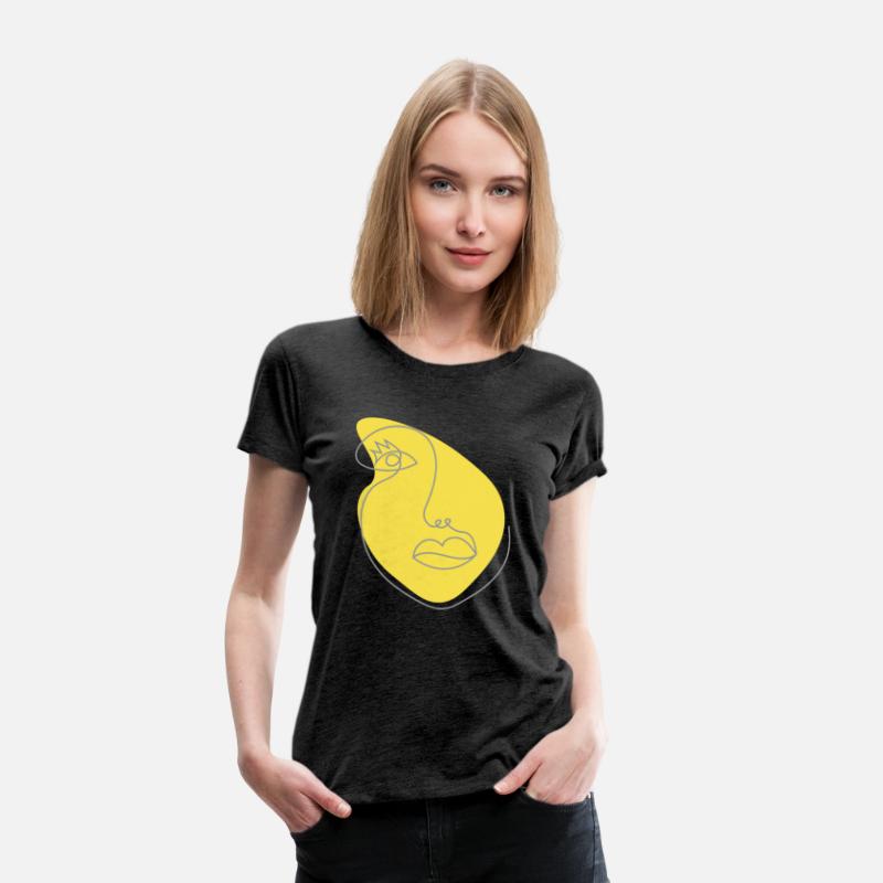 Surreal girls face drawing in outline style