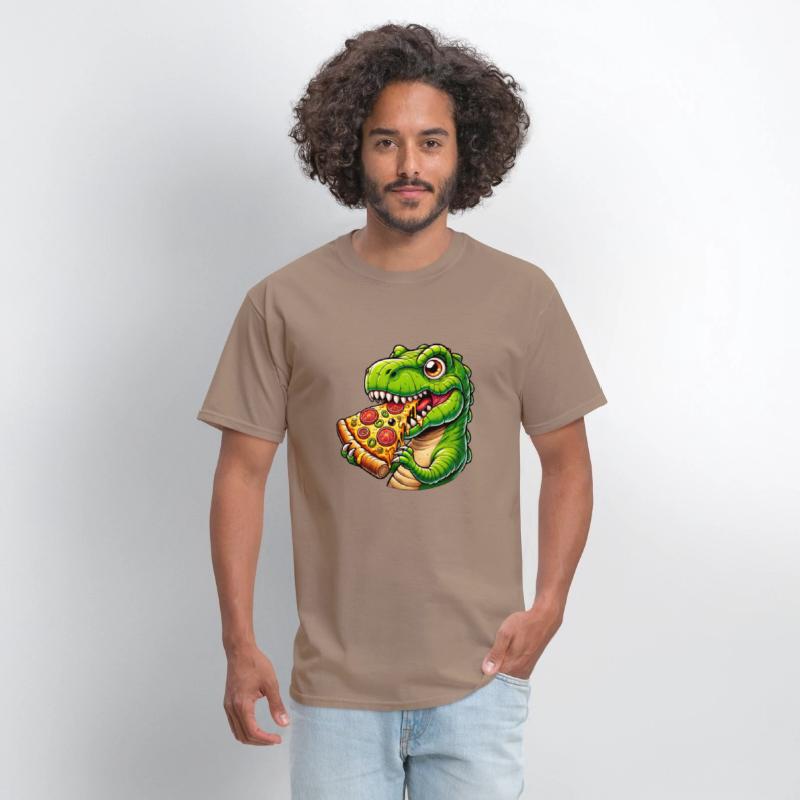 T-Rex dinosaur with pizza cheese olives funny fast