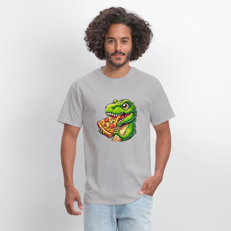 T-Rex dinosaur with pizza cheese olives funny fast