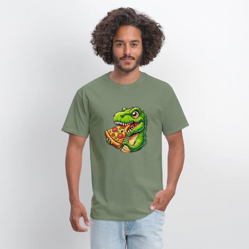 T-Rex dinosaur with pizza cheese olives funny fast