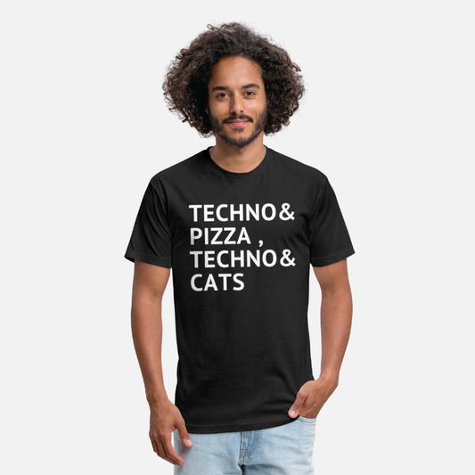 techno pizza techno and cats new t-shirt raver