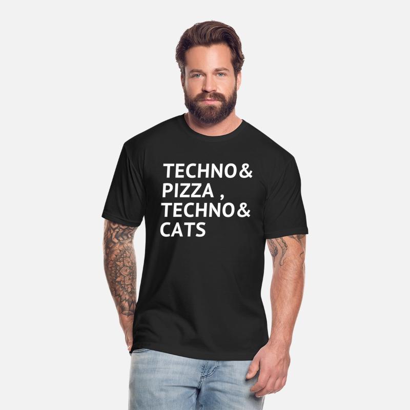 techno pizza techno and cats new t-shirt raver