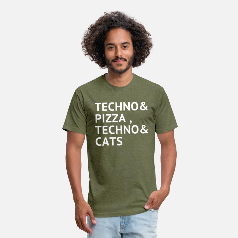 techno pizza techno and cats new t-shirt raver