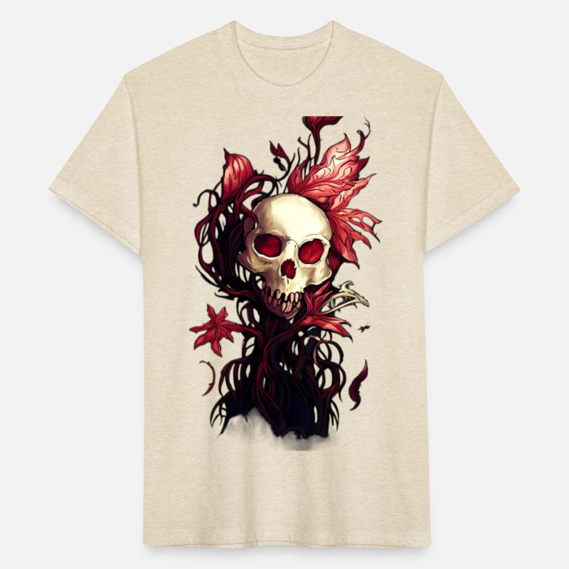 The Red Garden A Skull Enveloped by Red Plants