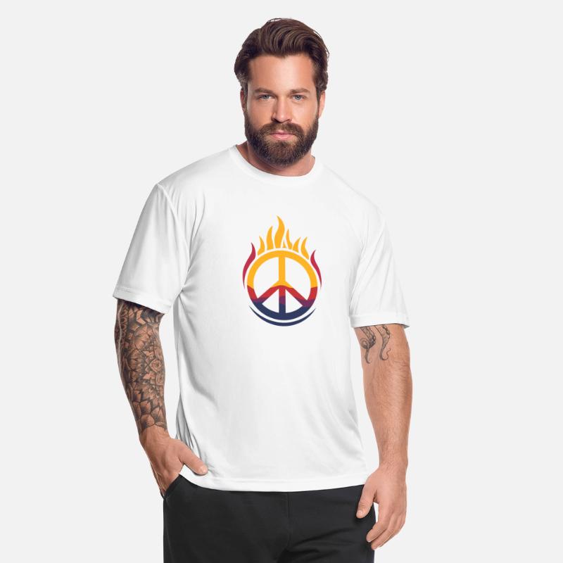 Vibrant Peace Sign Enveloped in Fiery, Colorful Fl