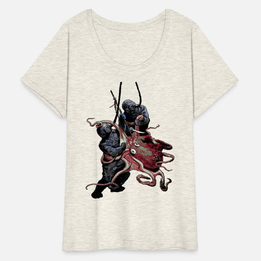 Vintage Helmet Divers Fighting Off a Big Octopus