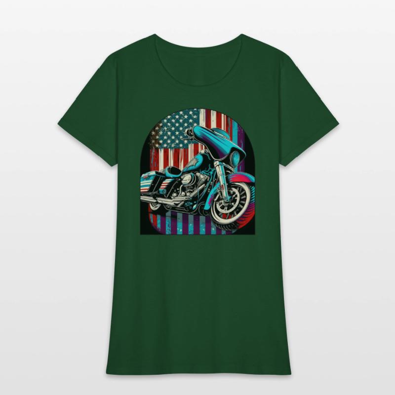 Vintage Motorcycle Bike With American Flag