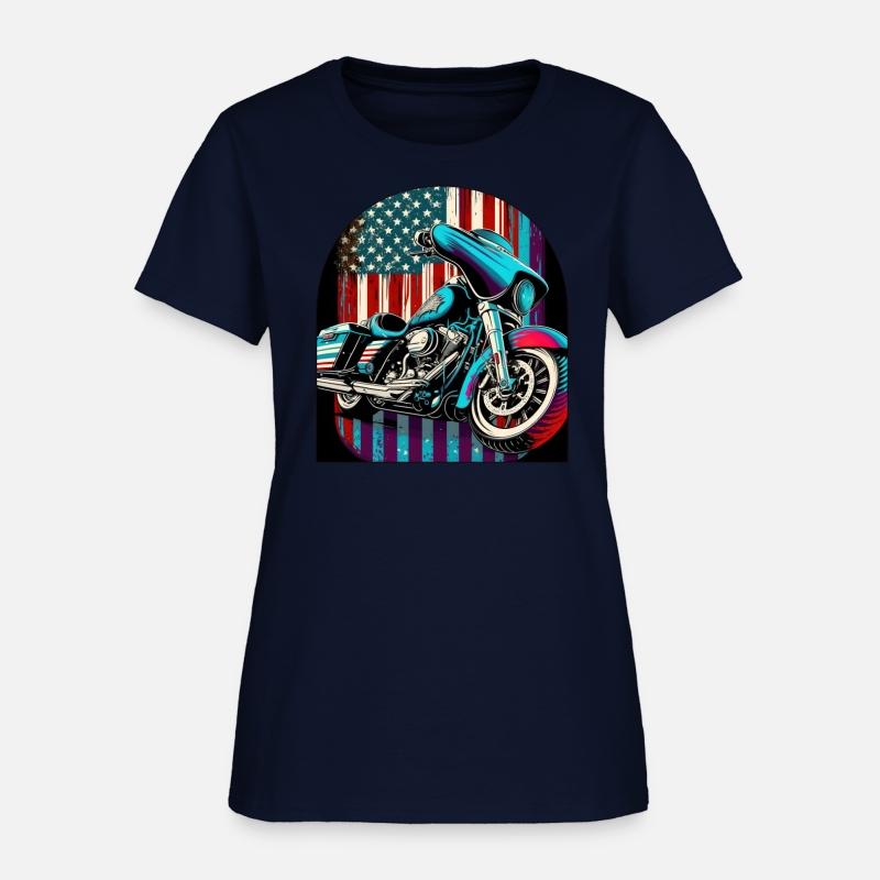 Vintage Motorcycle Bike With American Flag