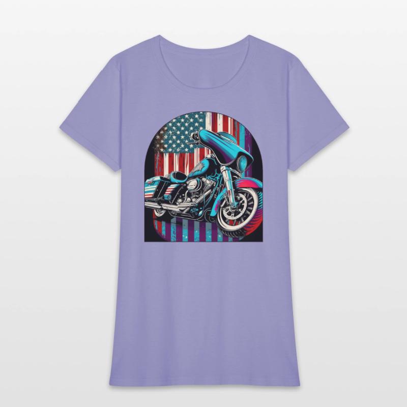 Vintage Motorcycle Bike With American Flag