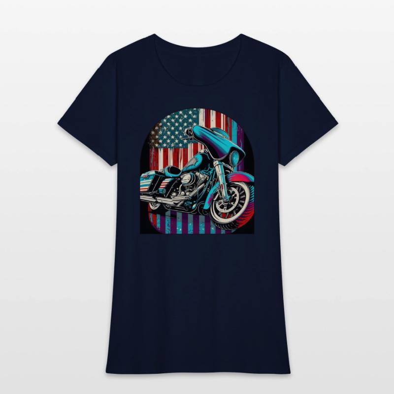 Vintage Motorcycle Bike With American Flag