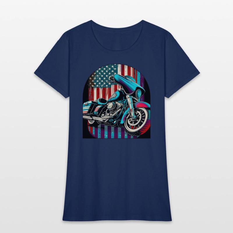 Vintage Motorcycle Bike With American Flag