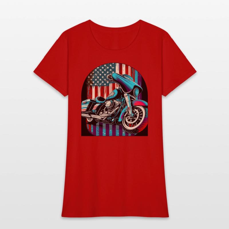 Vintage Motorcycle Bike With American Flag