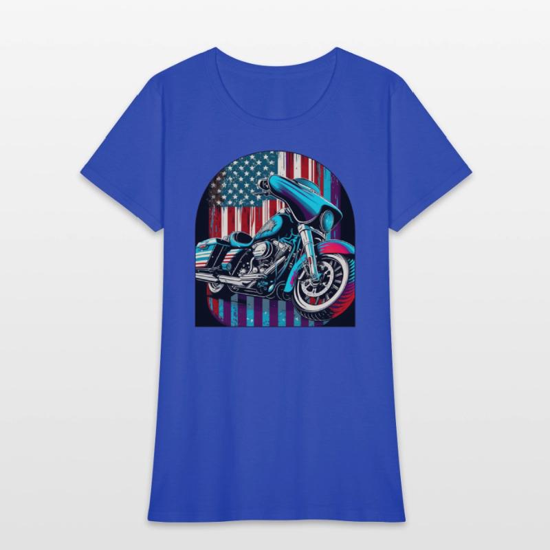 Vintage Motorcycle Bike With American Flag