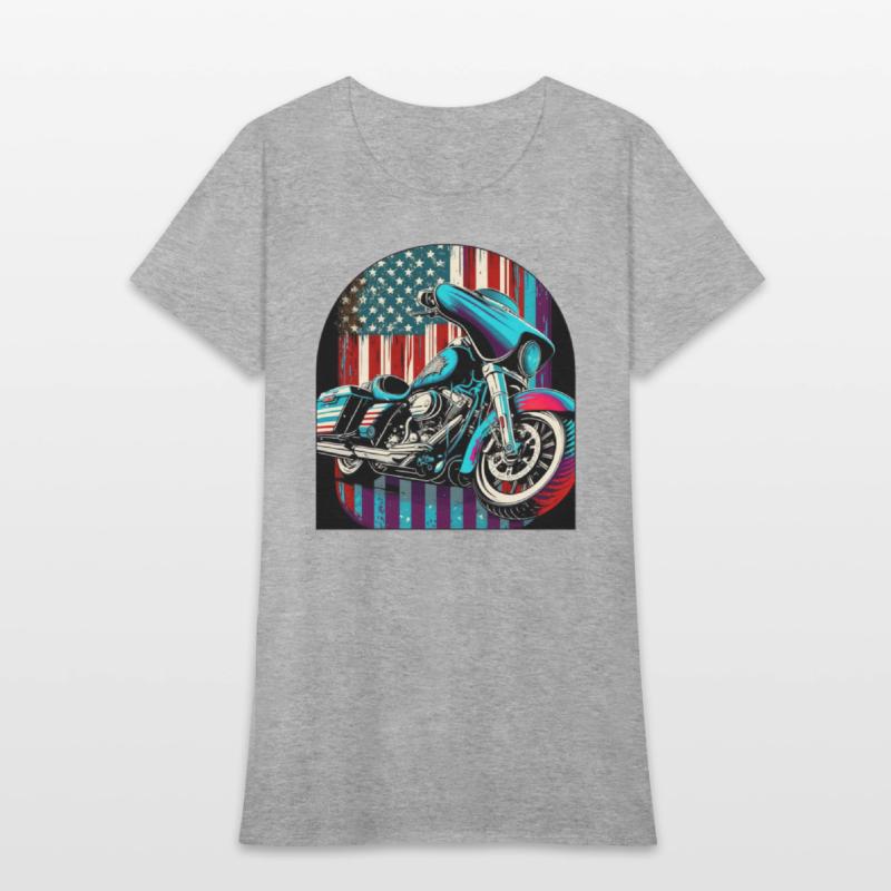 Vintage Motorcycle Bike With American Flag