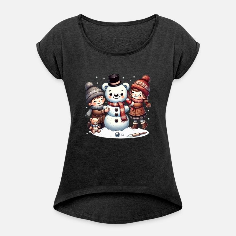 Winter fun: Children build a teddy snowman