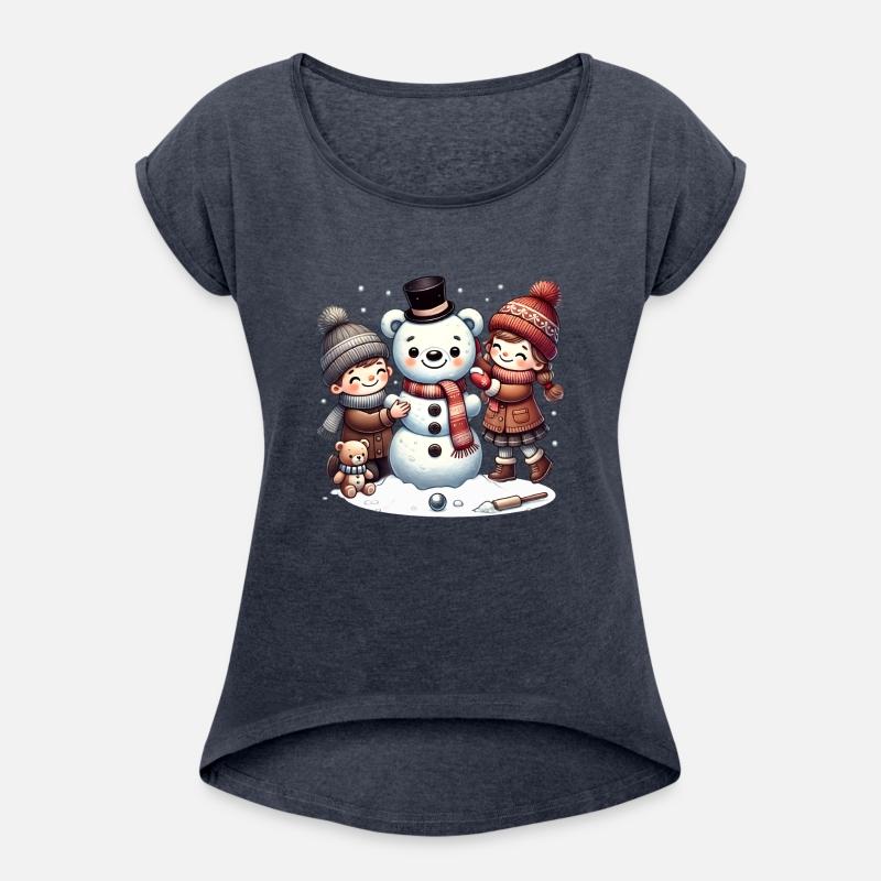 Winter fun: Children build a teddy snowman